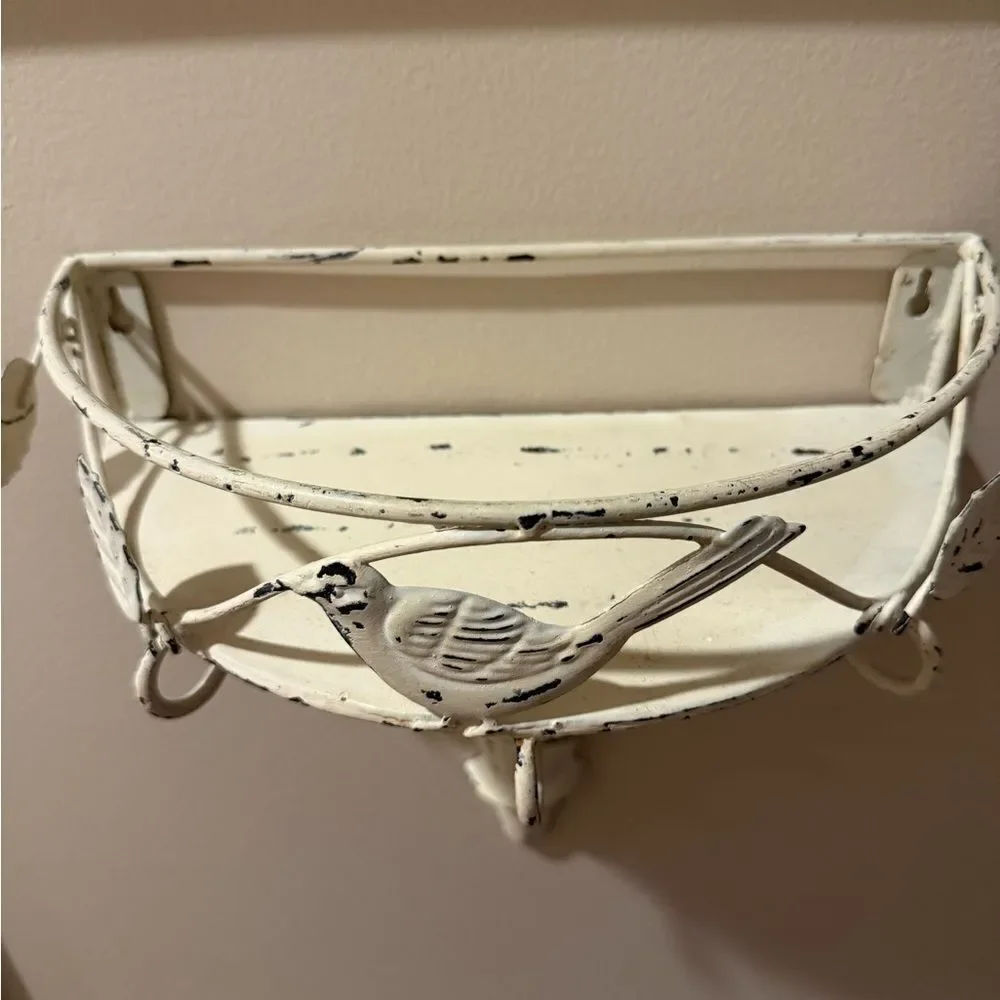 Cream Boho Bird half circle Metal Shelf Decorative Wall Shelf
